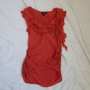 Bebe ruffle burnt orange blouse